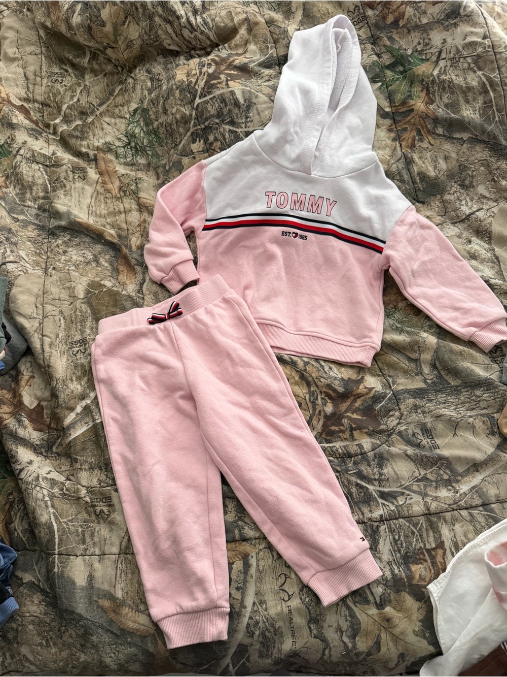 Tommy Hilfiger Pink & White Kids Hoodie Sweatshirt Set